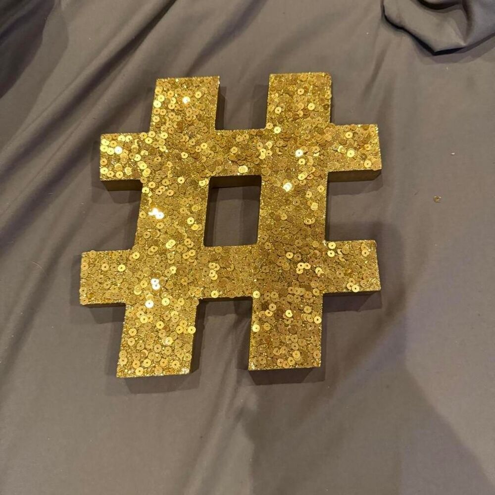 Gold sequin hashtag